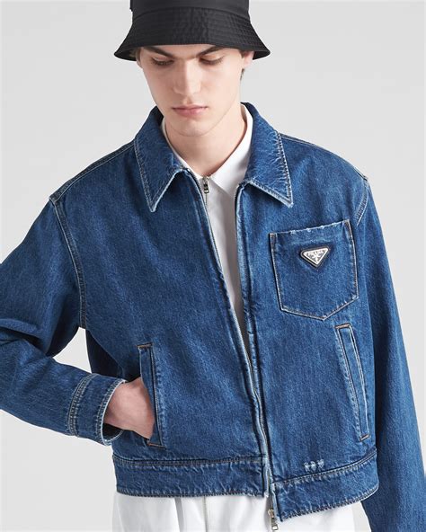 prada denim blouson jacket|Prada denim jacket men.